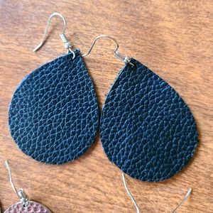 Handcrafted leather earring